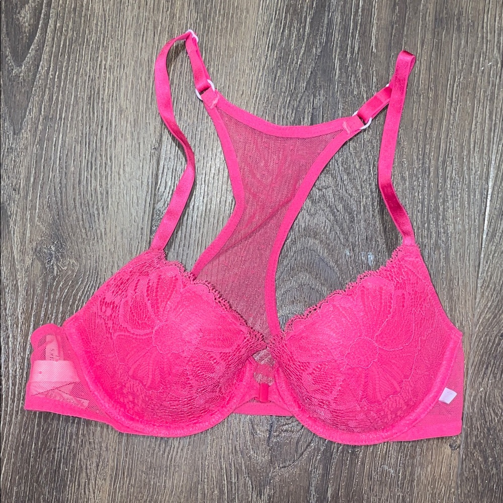 Victoria’s Secret Hot Pink Lace Racerback Bra